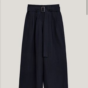 Gentle Herd Linen High Rise Wide Leg Black Trouser Pants Women's